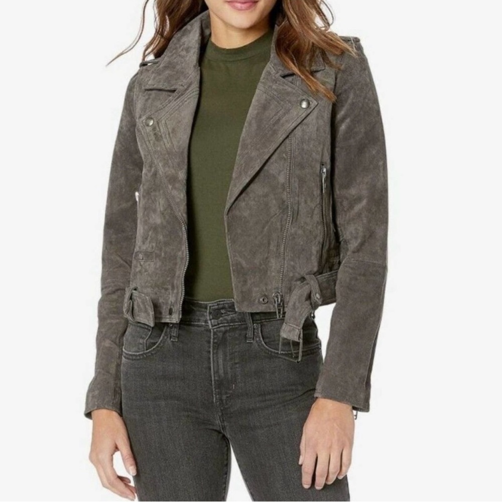 BLANKNYC Suede 100% Leather Grey Moto Jacket